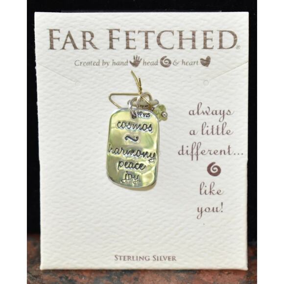 Far Fetched Peridot Cosmos Flower Quote Pendant Necklace 925 Sterling Silver - Picture 3 of 3